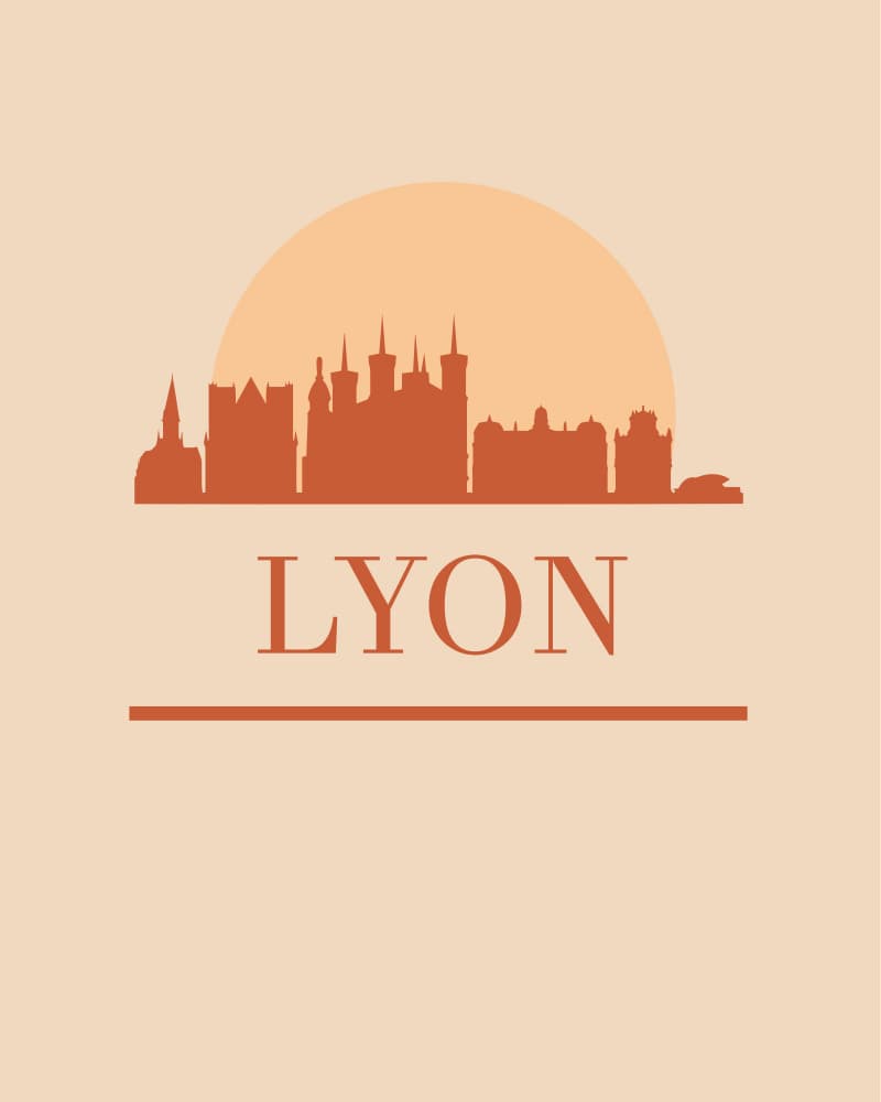 Lyon City Silhouette by Emiliano Deificus — canvas wall art