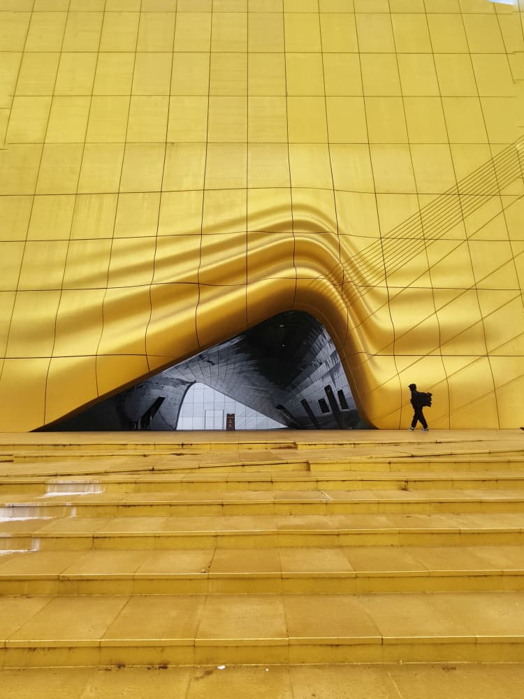 Golden Modern Architecture by Yi-Tang Wang — canvas wall art