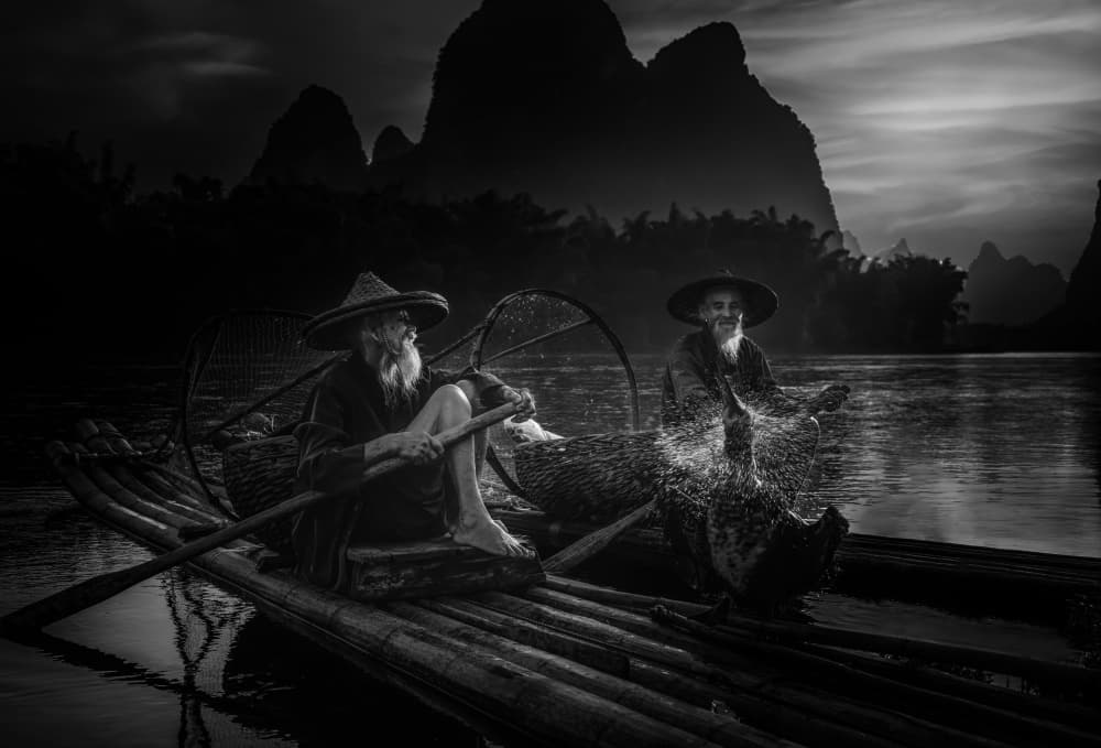 Traditional River Fishing by Anna Zhang — canvas wall art