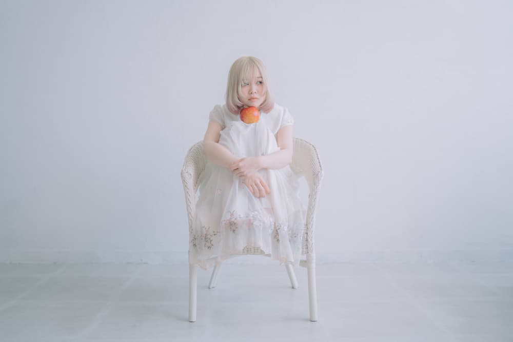 Girl in White with Orange by h112o1 — canvas wall art