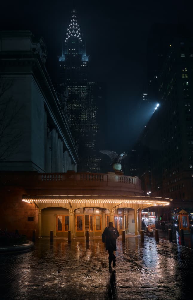 Rainy Grand Central Night by Javier de la Torre — canvas wall art