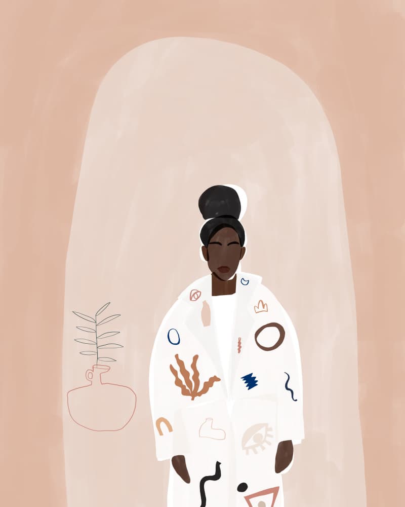 Woman in Abstract Coat by Ivy Green Illustrations — canvas wall art