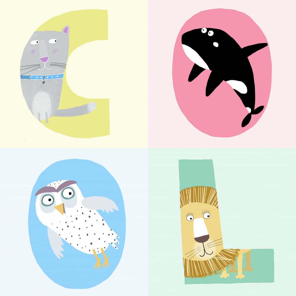 Whimsical Animal Alphabet by Carla Daly — canvas wall art