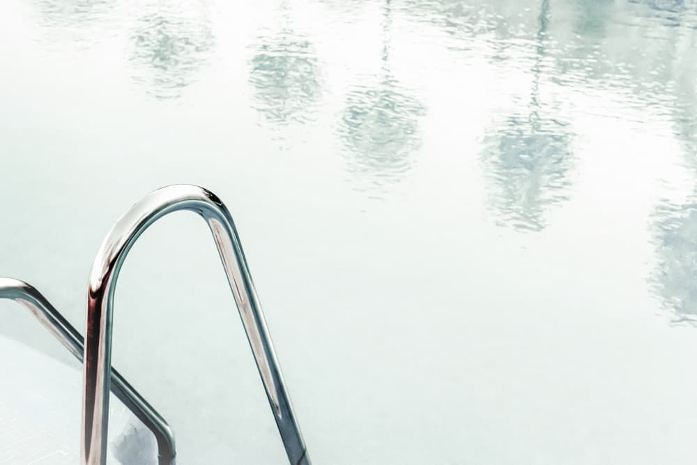 Chrome Pool Ladder by Pictufy Studio III — canvas wall art