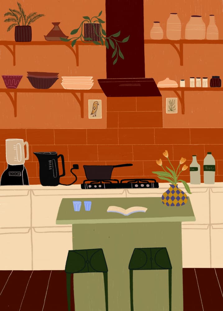 Cozy Modern Kitchen by Elsa Eleni — canvas wall art