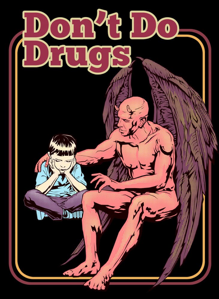 Demon's Drug Warning by Adam Lawless — canvas wall art