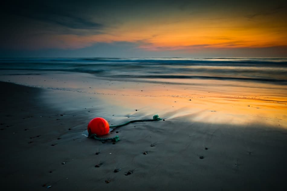 Red Buoy Golden Hour by Niels Christian Wulff — canvas wall art