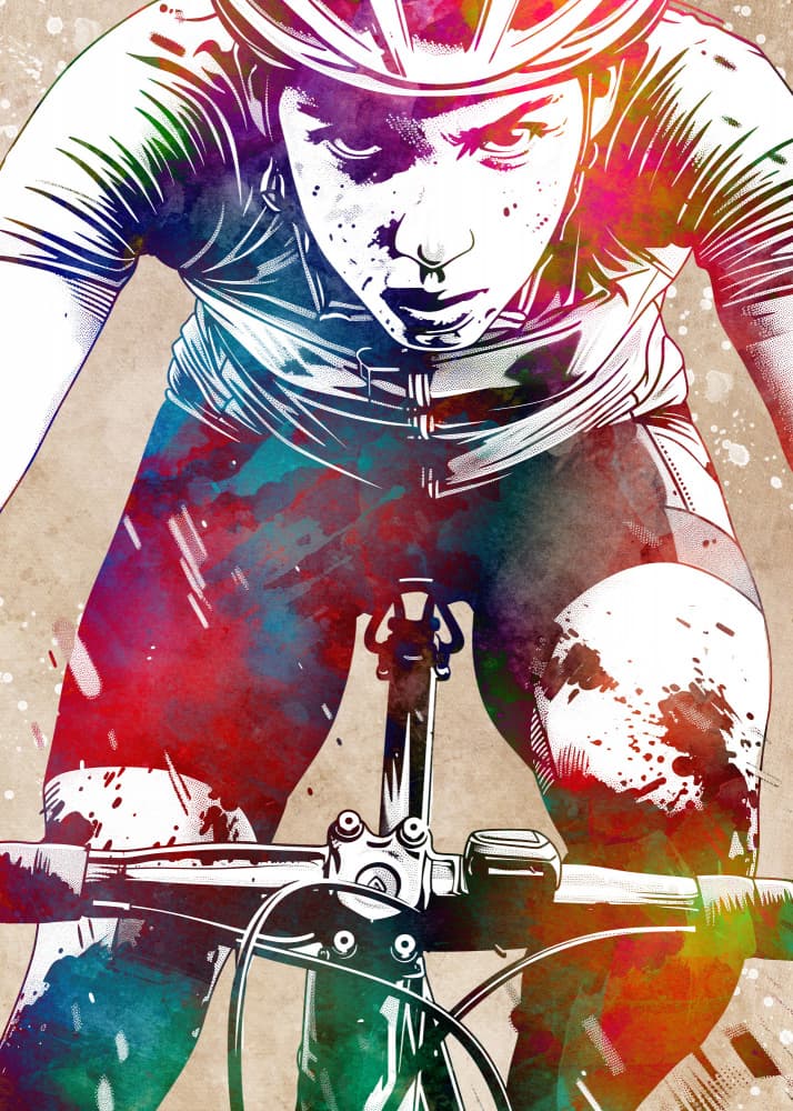 Colorful Racing Cyclist by Justyna Jaszke — canvas wall art