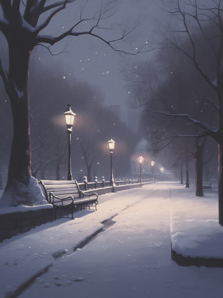 Snowy Winter Night by Andreas Magnusson — canvas wall art