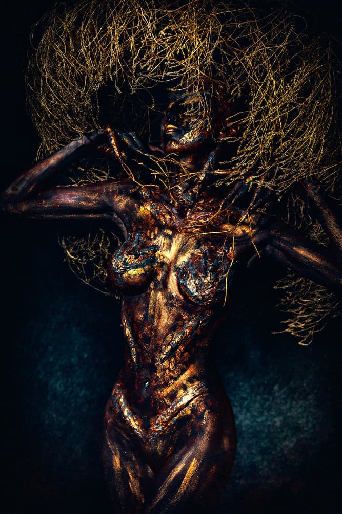 Dark Golden Body Art by Ruslan Bolgov — canvas wall art
