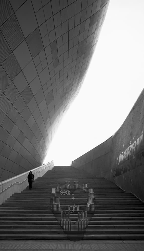 Curved Architecture Stairs by Adachi Lintaman — canvas wall art