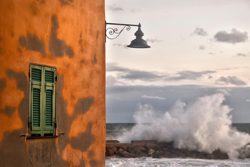 Orange Wall Crashing Waves by Paolo Bolla — canvas wall art
