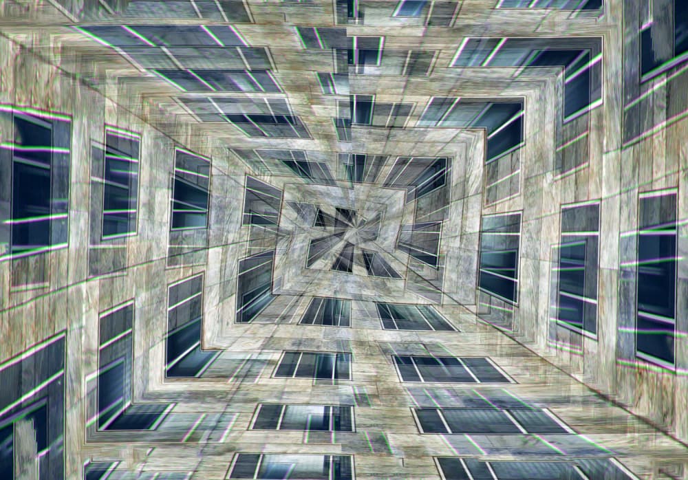 Geometric Building Upward View by Francesca Ferrari — canvas wall art