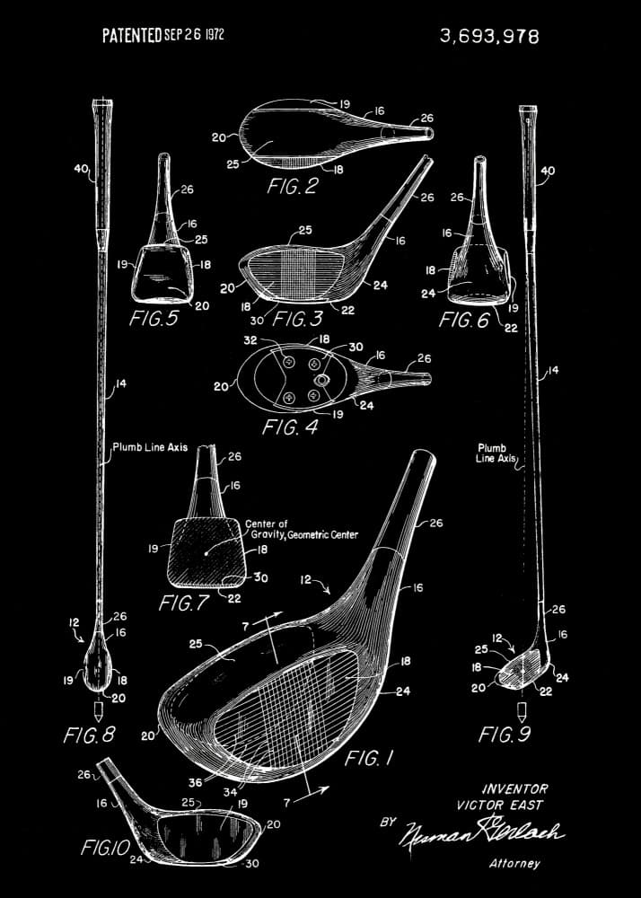 Golf Club Patent Drawing by Andreas Magnusson — canvas wall art