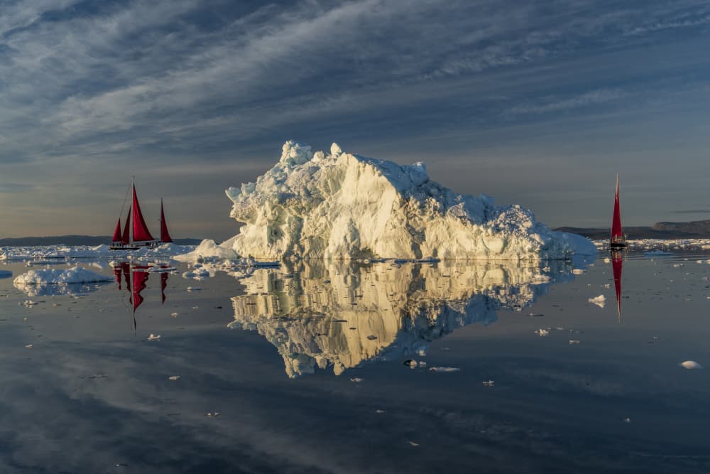 Red Sails Iceberg Reflection by Jose Curto — canvas wall art
