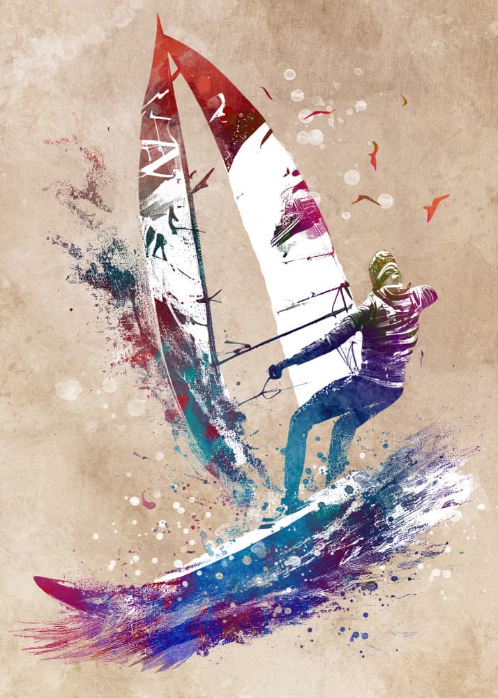 Colorful Windsurfer Splash by Justyna Jaszke — canvas wall art