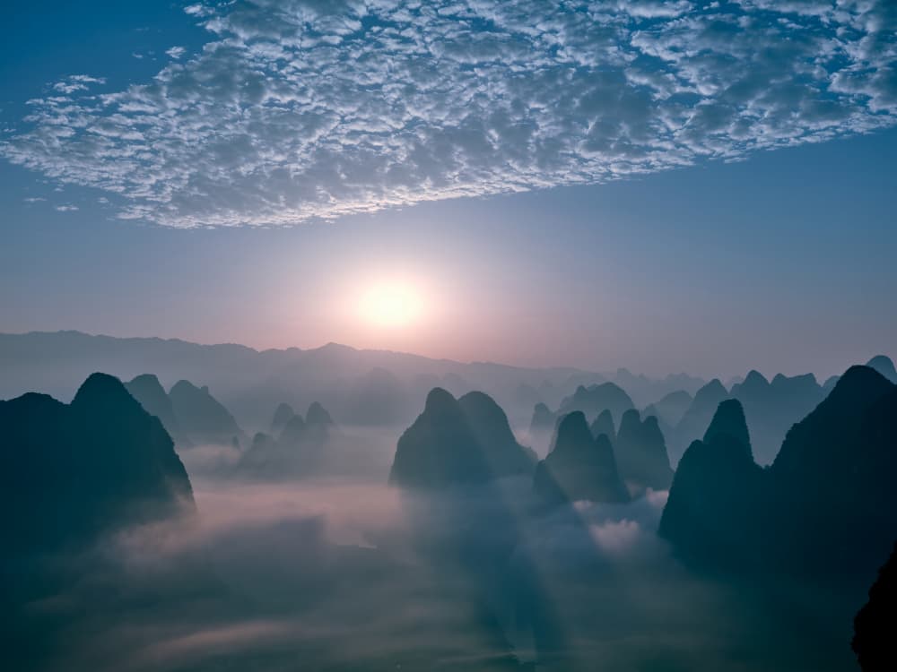 Misty Mountain Sunrise by Fabrizio Massetti — canvas wall art