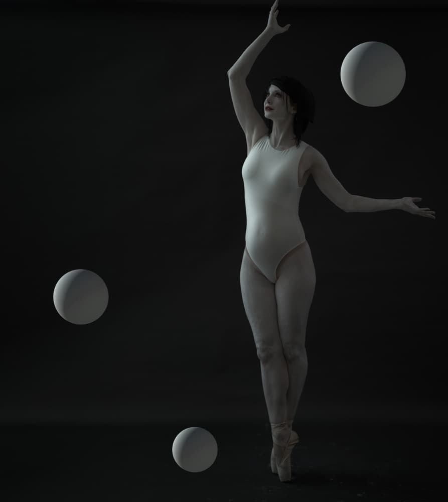Ballerina and Orbs by Yasin Hasanian — canvas wall art