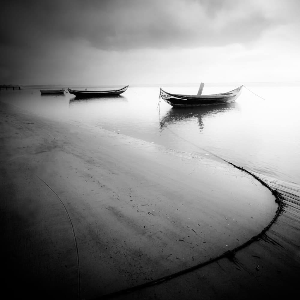 Misty Morning Boats by Marco Faria — canvas wall art