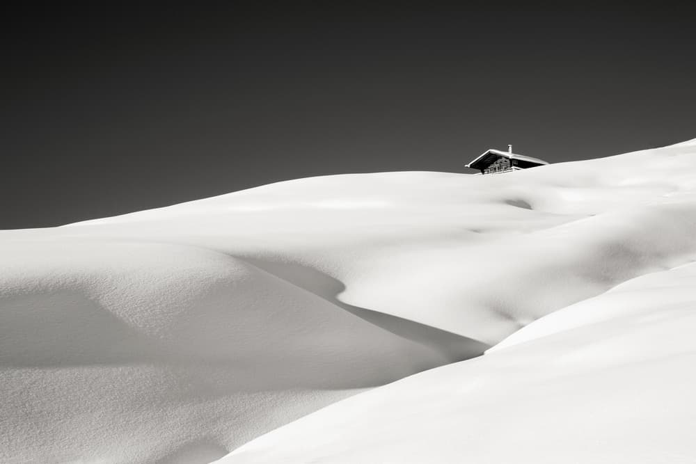 Minimal Snow Cabin by Vito Miribung — canvas wall art