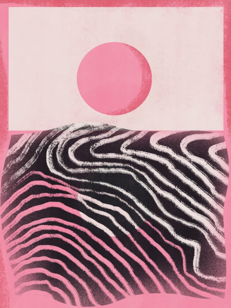 Pink Sun Abstract Horizon by Little Dean — canvas wall art