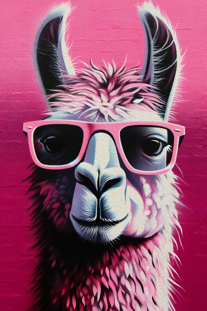 Pink Llama Shades by Andreas Magnusson — canvas wall art