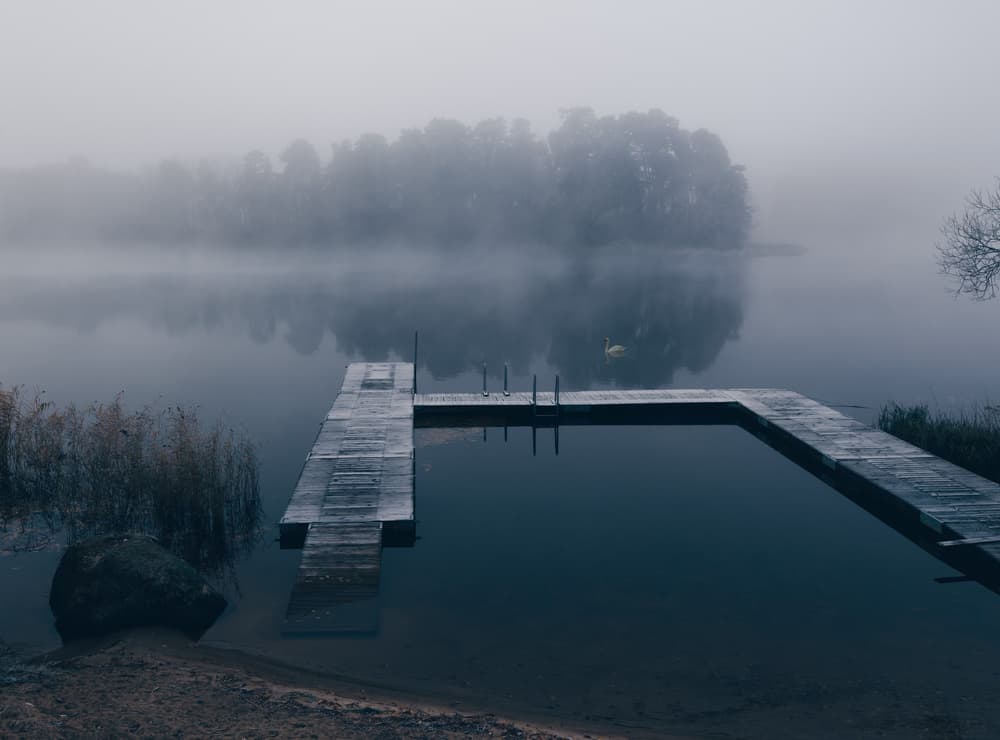 Misty Lake Dock by Christian Lindsten — canvas wall art