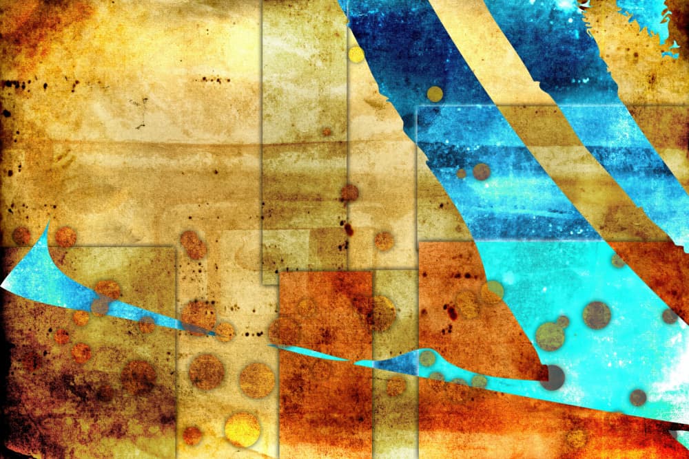 Blue Orange Grunge Abstract by Rafal Kulik — canvas wall art