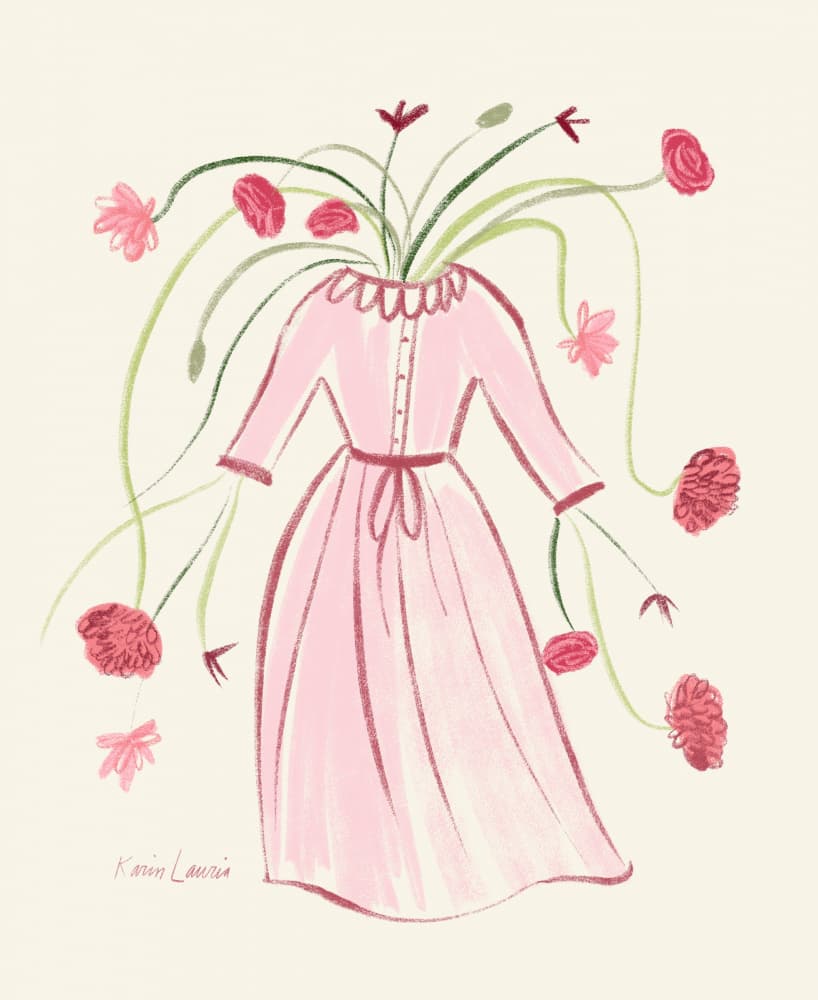 Blooming Pink Dress by Karin Lauria — canvas wall art