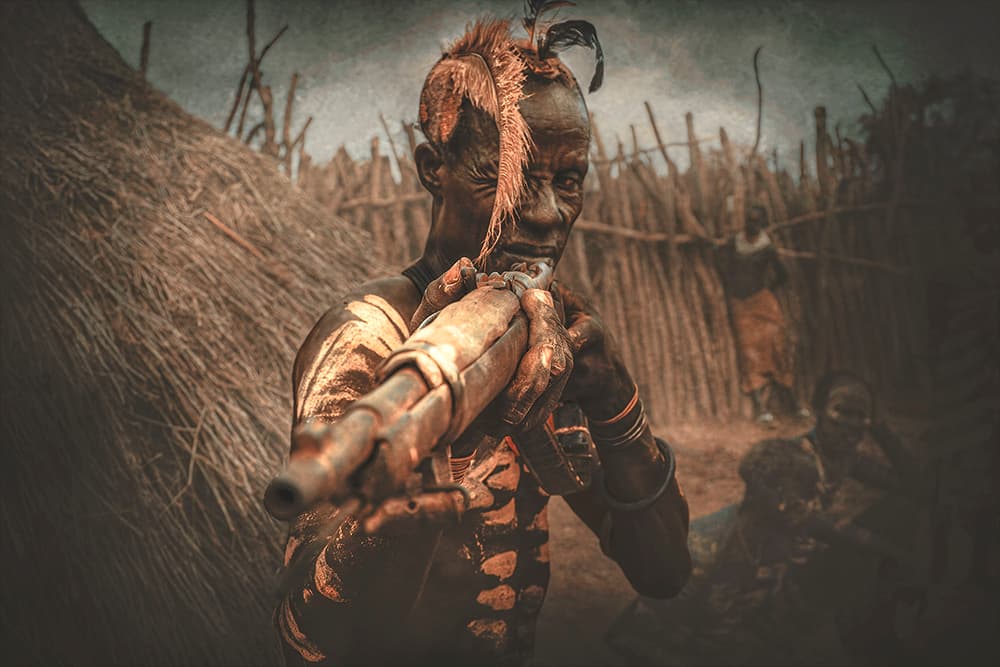 African Warrior With Rifle by Svetlin Yosifov — canvas wall art