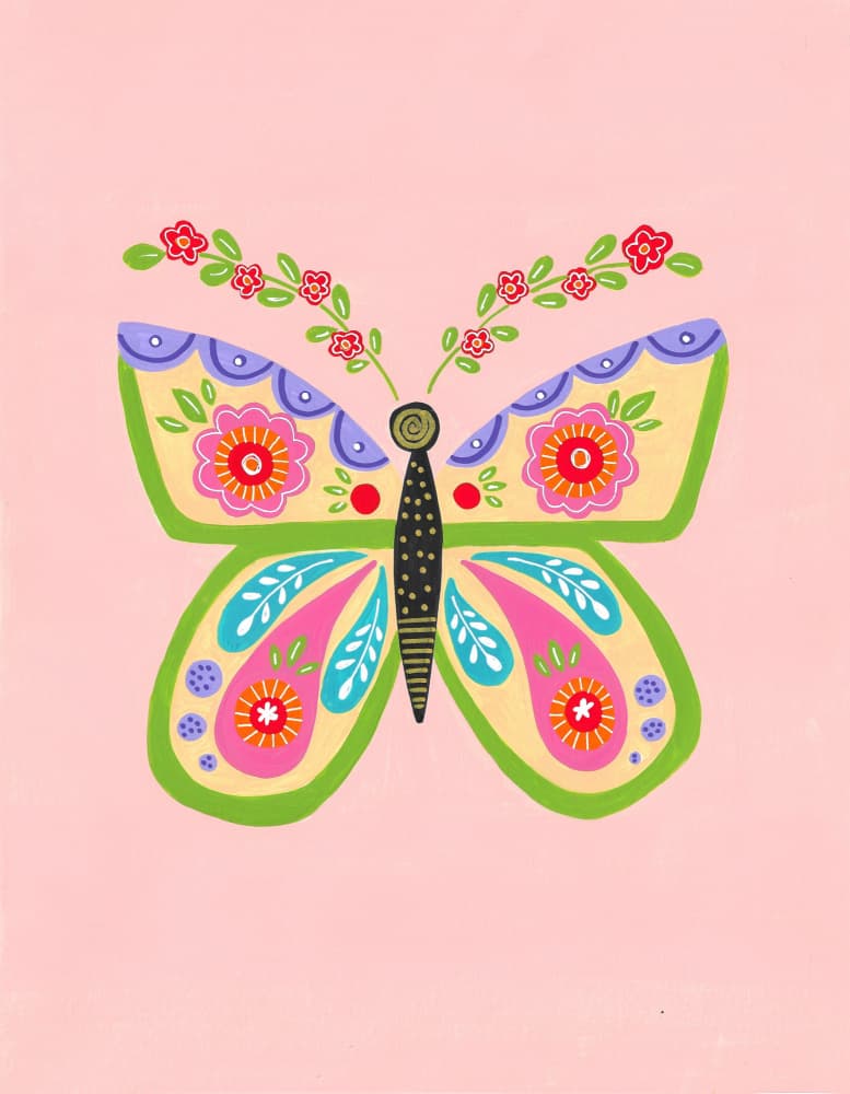 Whimsical Floral Butterfly by Sara Coulter — canvas wall art