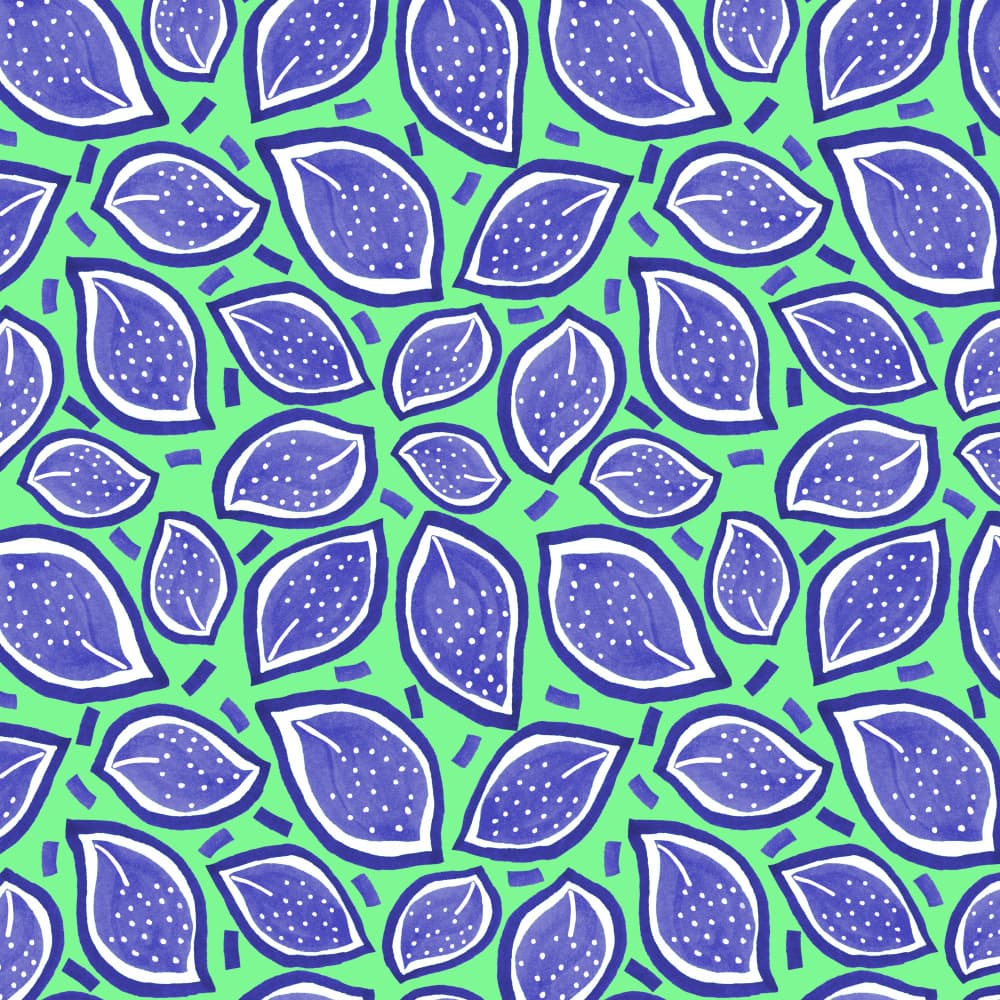 Scattered Leaves Polka Dot Navy On Green by Michele Channell — canvas wall art