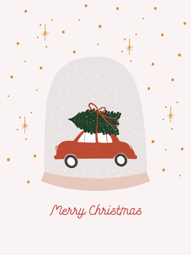 Christmas Car Snow Globe by Menina Lisboa — canvas wall art