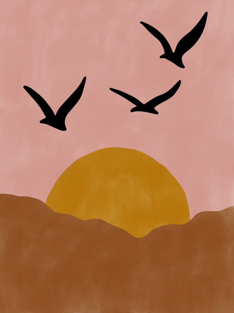 Desert Sunset Birds by Elena Ristova — canvas wall art