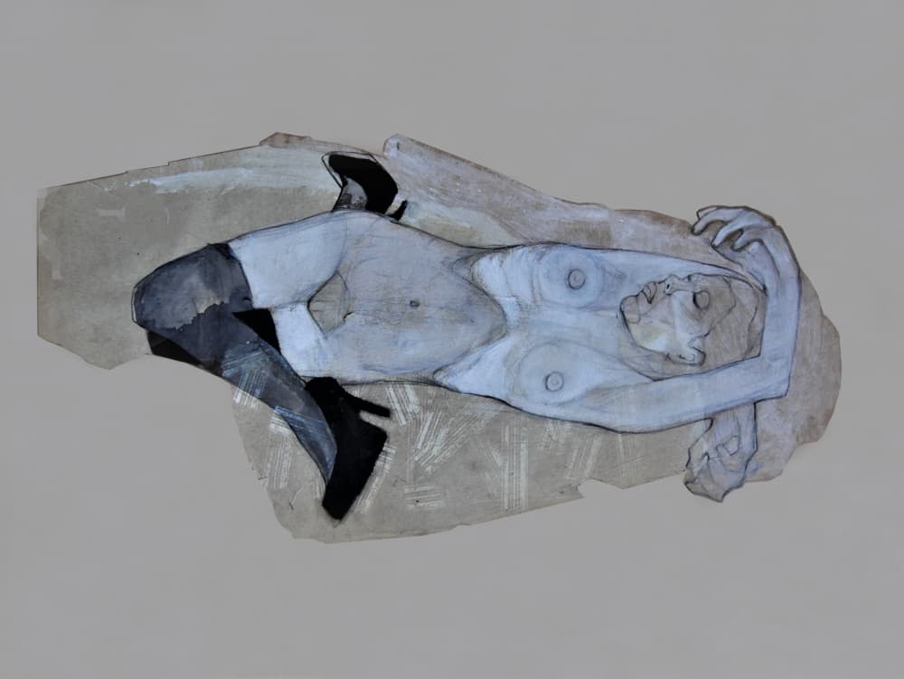 Reclining Nude Heels by Doris Schmitz — canvas wall art
