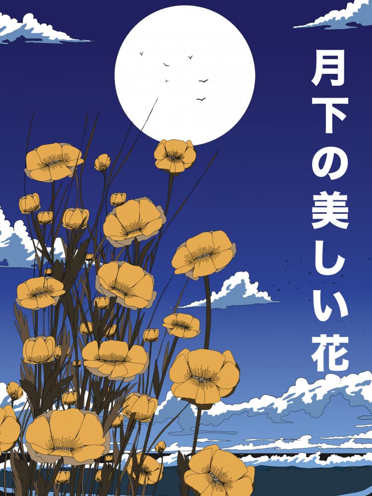 Moonlit Golden Flowers by Nicholas — canvas wall art