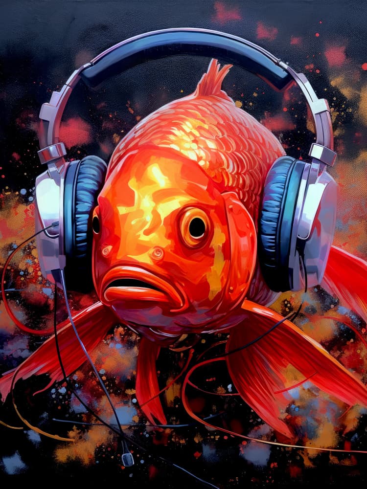 Vibrant DJ Goldfish by Justyna Jaszke — canvas wall art