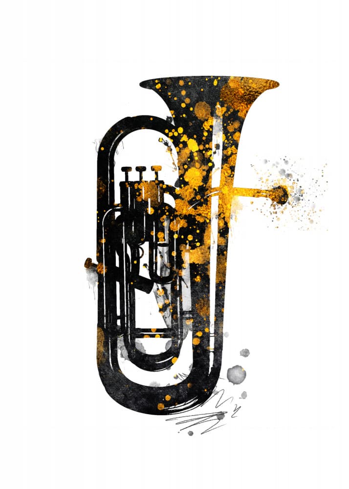 Golden Tuba Splash by Justyna Jaszke — canvas wall art