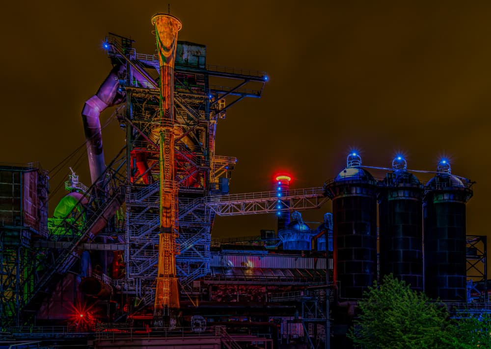 Vibrant Industrial Night by Holger Schmidtke — canvas wall art