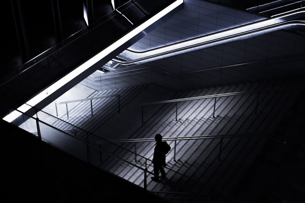 Lone Figure Shadows by Satoshi Hata — canvas wall art
