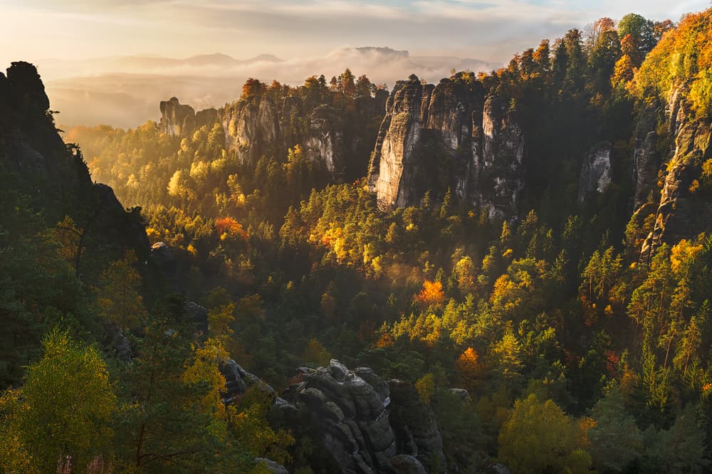 Golden Autumn Valley by Karsten Wrobel — canvas wall art