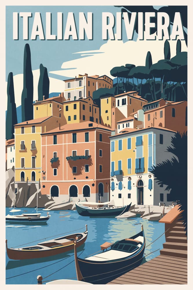 Italian Riviera Harbor by thomas chedeville — canvas wall art