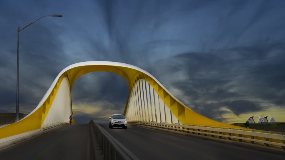 Dramatic Yellow Bridge by Sonya Liu — canvas wall art