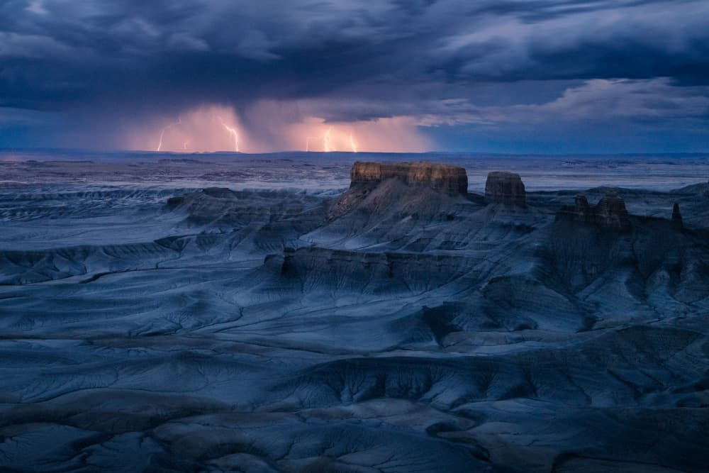 Dramatic Desert Lightning by Chao Feng 天馬 — canvas wall art