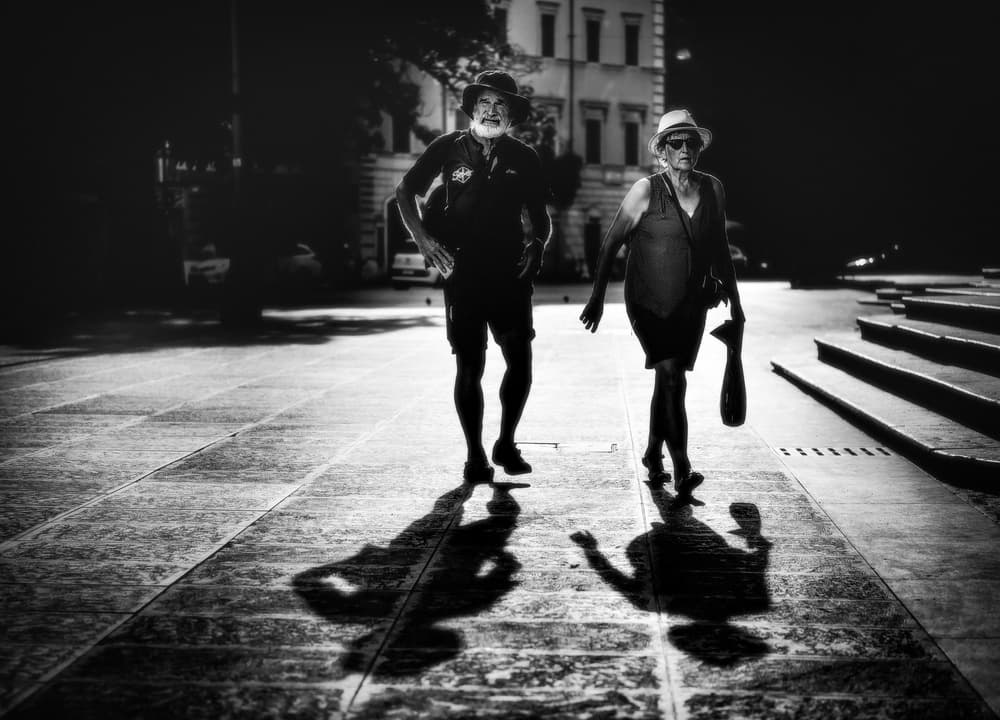 Couple Walking Shadows by Massimiliano Mancini — canvas wall art