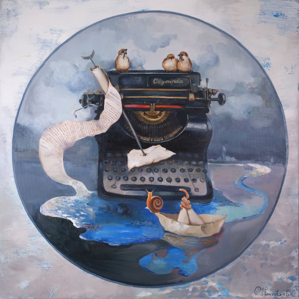 Whimsical Typewriter Dream by Anastasiia Grygorieva — canvas wall art