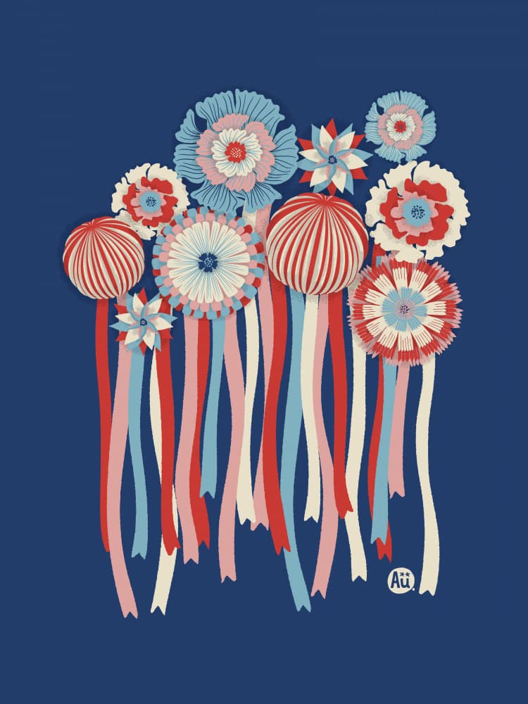 Patriotic Rosette Ribbons by Aia Ueno — canvas wall art