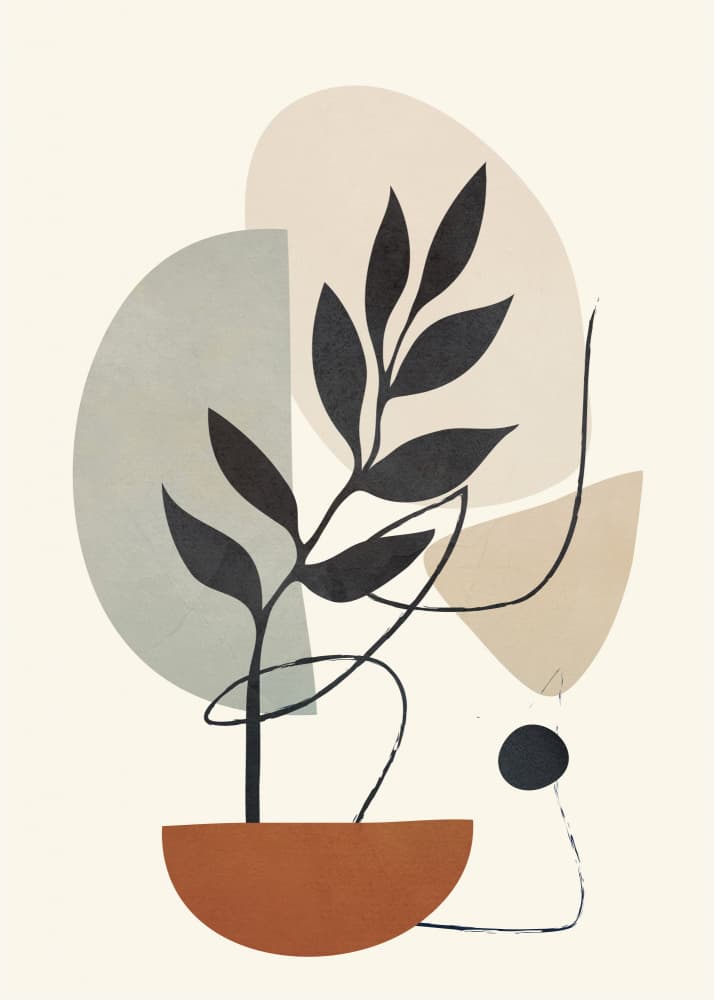 Abstract Potted Plant by Flow Line — canvas wall art