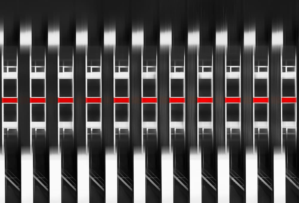 Modern Red Lines by Hans-Wolfgang Hawerkamp — canvas wall art