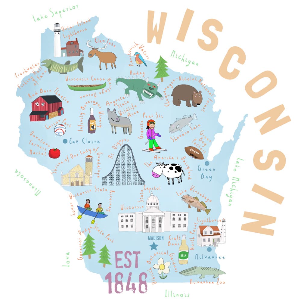 Colorful Wisconsin Adventures by Carla Daly — canvas wall art